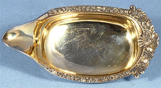 A George III silver and gilt pap boat, by George Knight, Length 151mm Weight 3.4oz/106grms